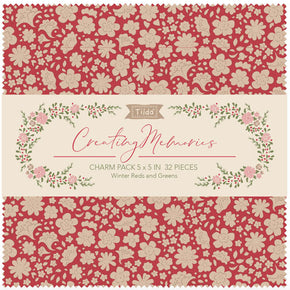 Tilda Creating Memories Winter Reds and Greens Charm Pack 5in x 5in Squares 32 Pieces