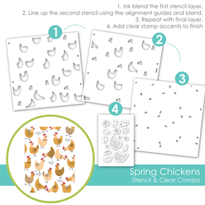 Taylored Expressions Clear Stamp and Stencil Combo - Spring Chickens 6X6 Layering