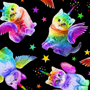 Crazy for Cats Rainbow Unicorn Cats - Black