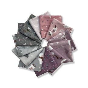 Winter Days Flannel Fat Quarter Pack - 12 pc pink/grey