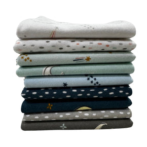 Cozy Cotton - Over The Moon Fat Quarter Pack, 9 pc Blue / Teal