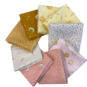 Cozy Cotton - Over The Moon Fat Quarter Pack, 9 pc Pink / Yellow