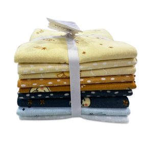 Cozy Cotton - Over The Moon Fat Quarter Pack, 9 pc Gold / Blue