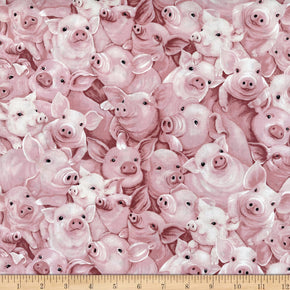 Blakes Farm by Timeless Treasures - Pink Pigs