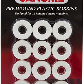 Janome Pre-wound bobbins white 12 pack