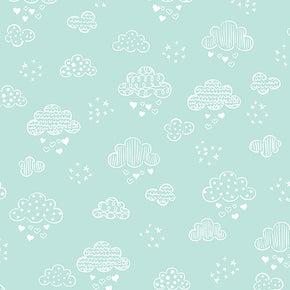 Sweet Dreams Flannel by Greta Lynn for Benartex - 12494F-04 Dreamy Clouds Aqua