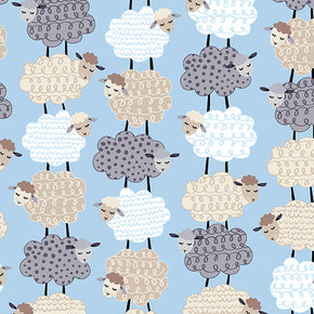 Sweet Dreams Flannel by Greta Lynn for Benartex - 12495F 05 Sweet Stacked Sheep Lt Blue