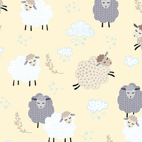 Sweet Dreams Flannel by Greta Lynn for Benartex - 12496F 03 Dreamy Sheep Buttercup