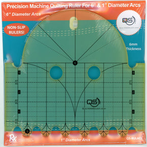 Quilters Select - Precision Machine Quilting Ruler - 6" and 1" Diameter Arcs