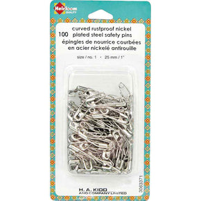 HEIRLOOM Curved Safety Pins - 25mm (1″) Size 1 - 100pcs