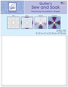 Quilters Sew and Soak dissolving, blank foundation sheets