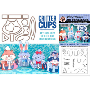 Art Impressions Stamp and Die Set - Critter Cups