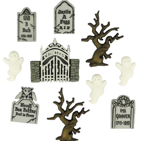 Dress it Up Buttons - Halloween Graveyard Ghosts 6689
