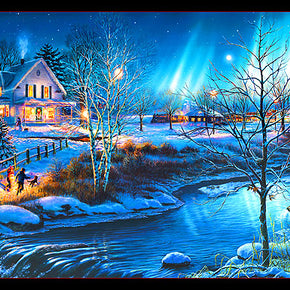 All Is Bright -Christmas - Sapphire - 24" x 44" PANEL