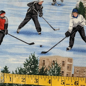 Robert Kaufman Fabric - Canadas Game Hockey Scene