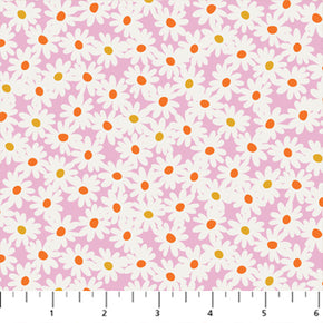 FIGO Knit - Snug Knit Pink Daisies 59" wide