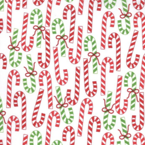 Merry and Bright Winter White Merry Canes Fabric