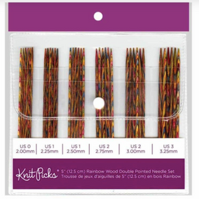 Knit Picks 5" Rainbow Wood Double Pointed Needle Set