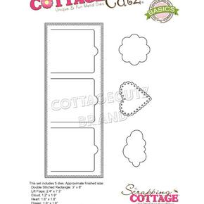 Cottage Cutz Die - Lift Flaos Stitched Rectangle Slimline CCB-080