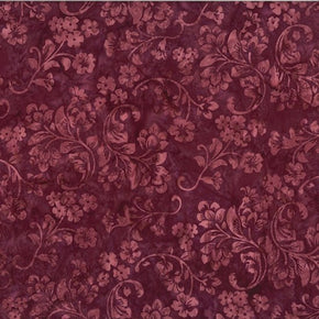 Bali Batik By Hoffman - Deco Floral Burgundy 2467-38