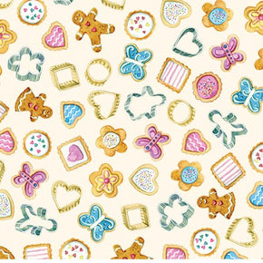Bake Sale Fabric by Michael Miller - Biscuit Cutters - Cream