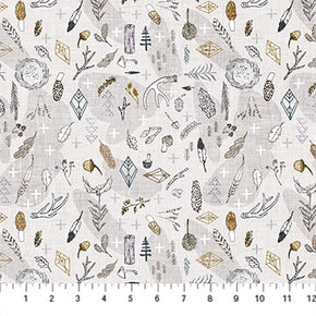FIGO FABRIC - Forest Fable - DP90349 12-10 Taupe Multi Branches