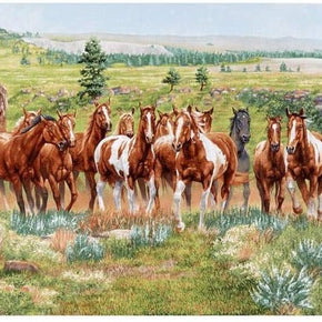 Wild and Free Horses Running panel 24x44 inches