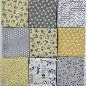 Snuggle in the Jungle Flannel Fat Quarter Pack Yellow/Grey