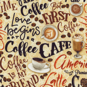 For The Love of Coffee - by Kanvas Studio Fabrics - 14156-07 Cream
