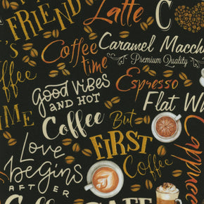 For The Love of Coffee - by Kanvas Studio Fabrics - 14156-12 Black