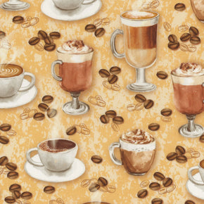 For The Love of Coffee - by Kanvas Studio Fabrics - 14158-72 Caramel
